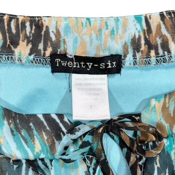 Twenty-Six Brand Abstract Print Layered Open Sleeve Dress sz 7 - Picture 4 of 14